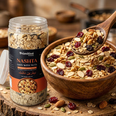 PrimitiveFood™ Nashta Oats with Nuts - Fuel Your Day with a Nutritious Nutty and Crunchy Bite